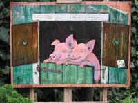 Varkens - tuinschilderij